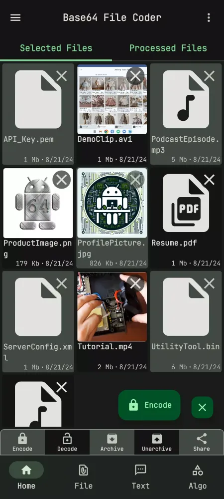 Capturas de pantalla de Base64 File Encoder Decoder