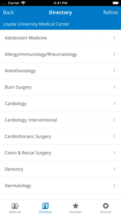 Ảnh chụp màn hình của Loyola Physician Partners App