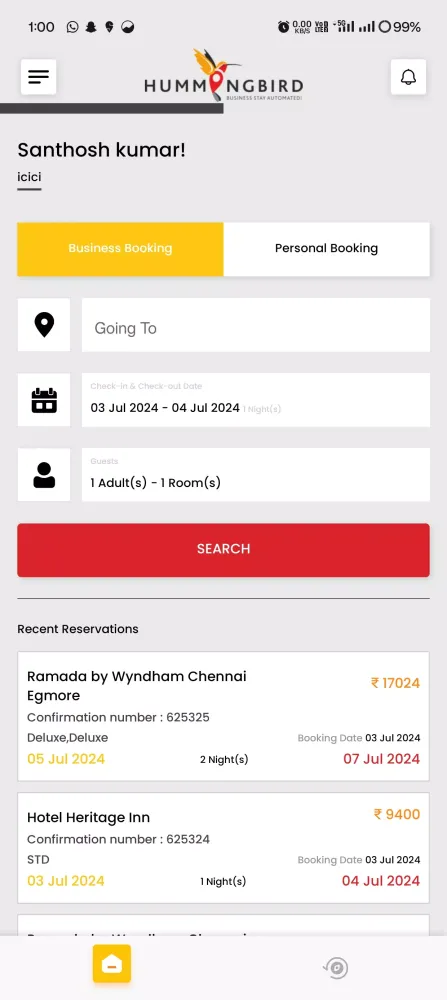 Hummingbird Travel App スクリーンショット