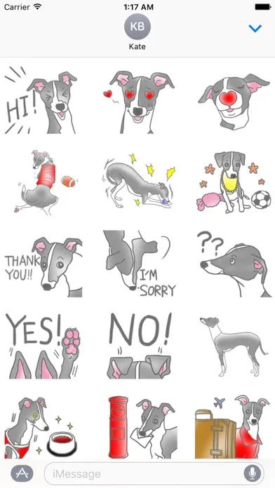 Tangkapan layar Italian Greyhound Dog IggyMoji