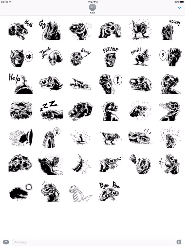 Black and White T-Rex Sticker iPad  سکرین شاٹس