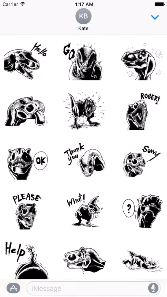 Black and White T-Rex Sticker سکرین شاٹس