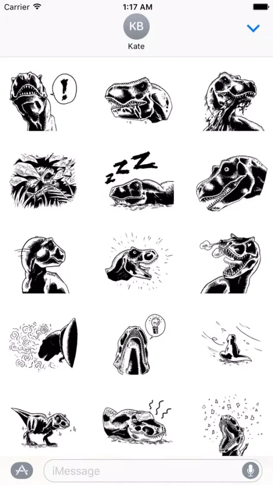 Black and White T-Rex Sticker سکرین شاٹس