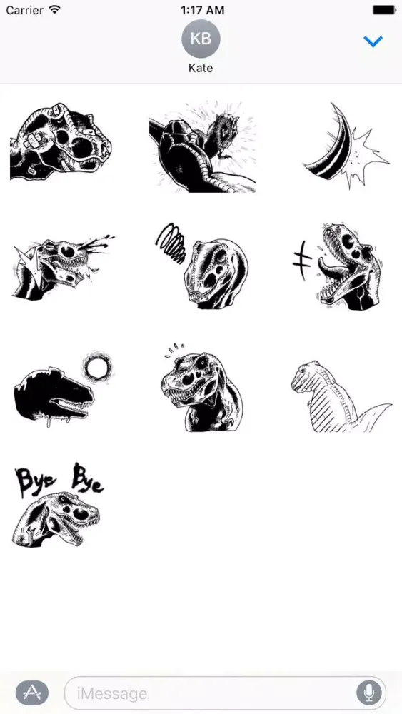 Black and White T-Rex Sticker سکرین شاٹس