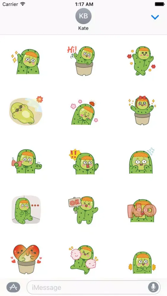 Ảnh chụp màn hình của Little Cactus Emoji Sticker
