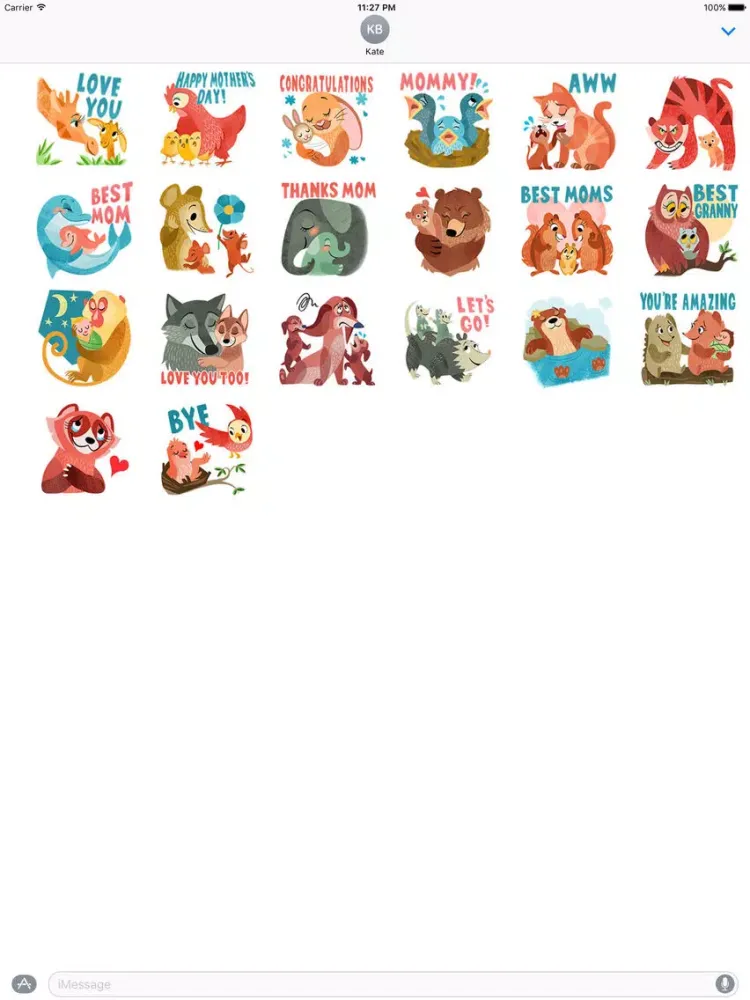 Ảnh chụp màn hình của Mommy I Love You Animals Emoji iPad 