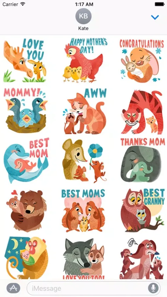 Ảnh chụp màn hình của Mommy I Love You Animals Emoji