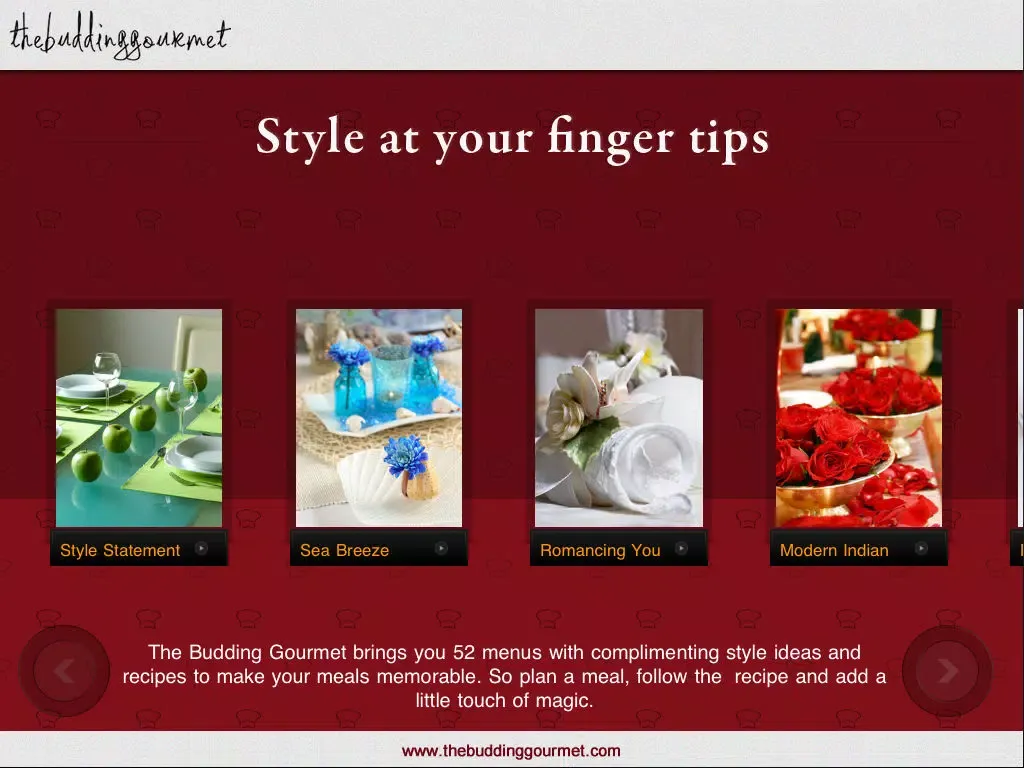 Style Menus Recipes iPad  Screenshots
