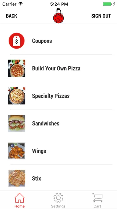 Dino's Pizza App スクリーンショット