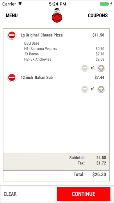 Dino's Pizza App スクリーンショット
