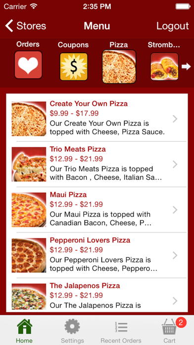 Capturas de pantalla de Jalapenos Pizza & Wings