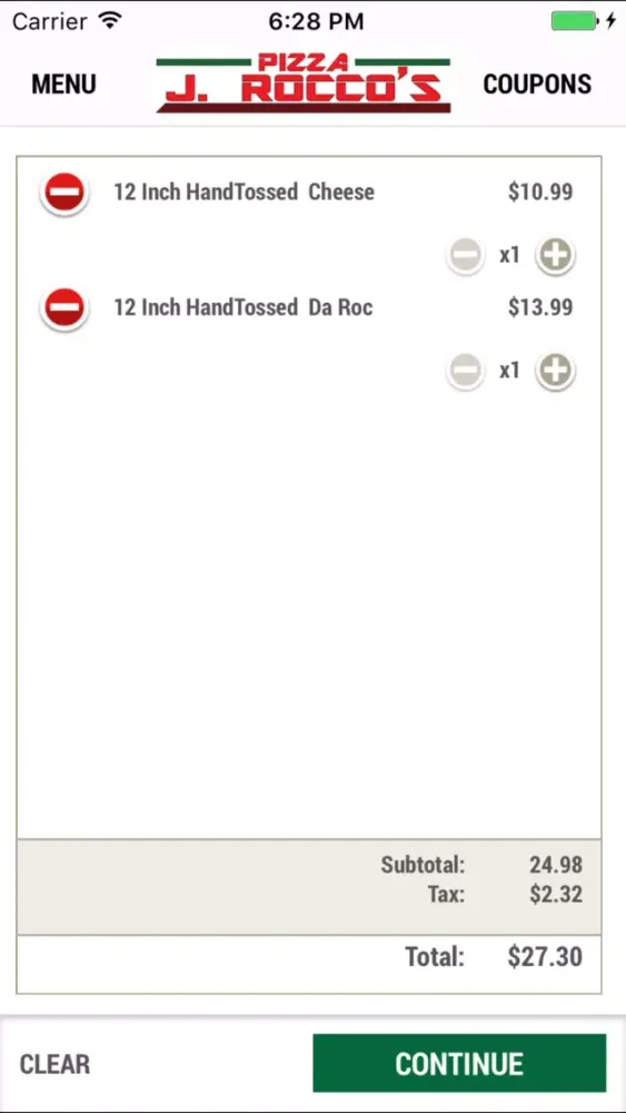 Ảnh chụp màn hình của J. Rocco’s Pizza