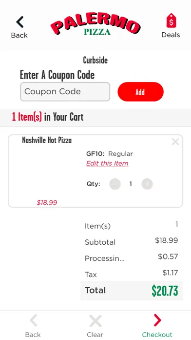 Tangkapan layar Palermo Pizza App