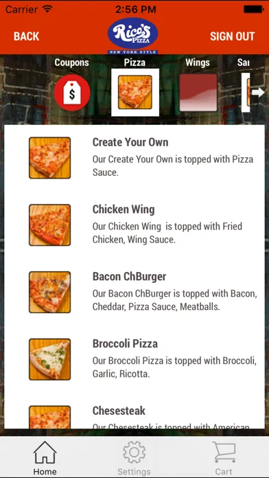 Zrzuty ekranu Ricos Pizza NYS