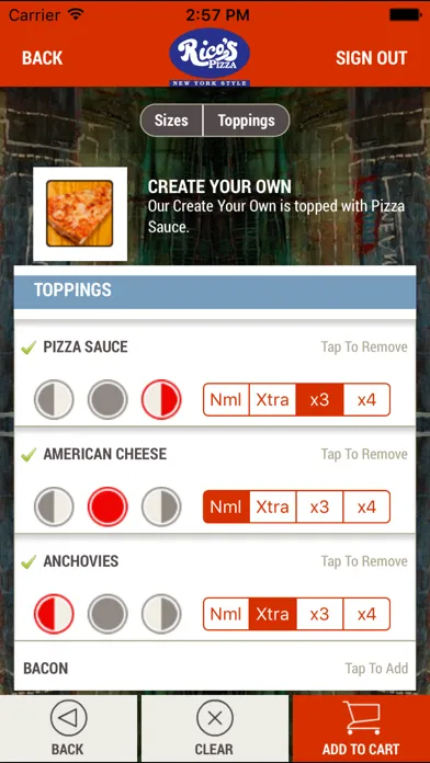 Zrzuty ekranu Ricos Pizza NYS