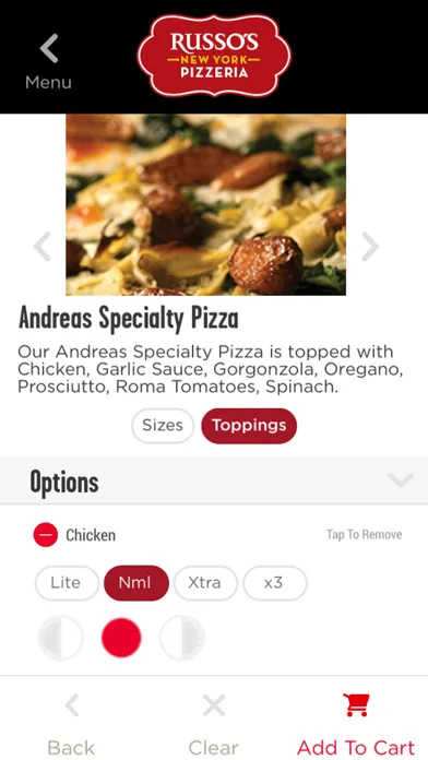 Capturas de tela do Russo's New York Pizzeria