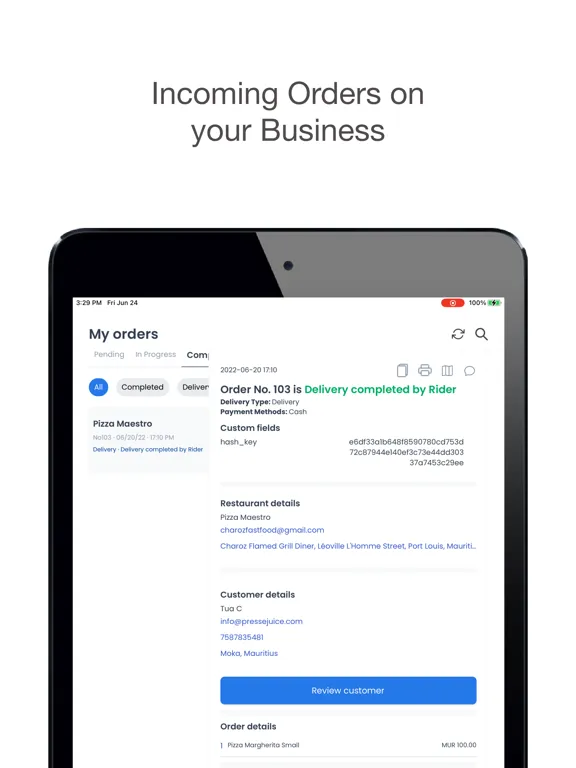 Ảnh chụp màn hình của Order receiver: Nordic Venture iPad 