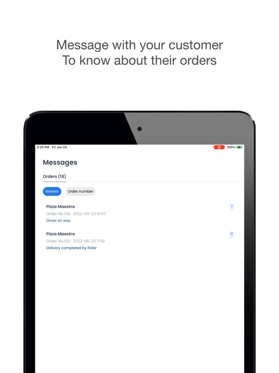 Ảnh chụp màn hình của Order receiver: Nordic Venture iPad 