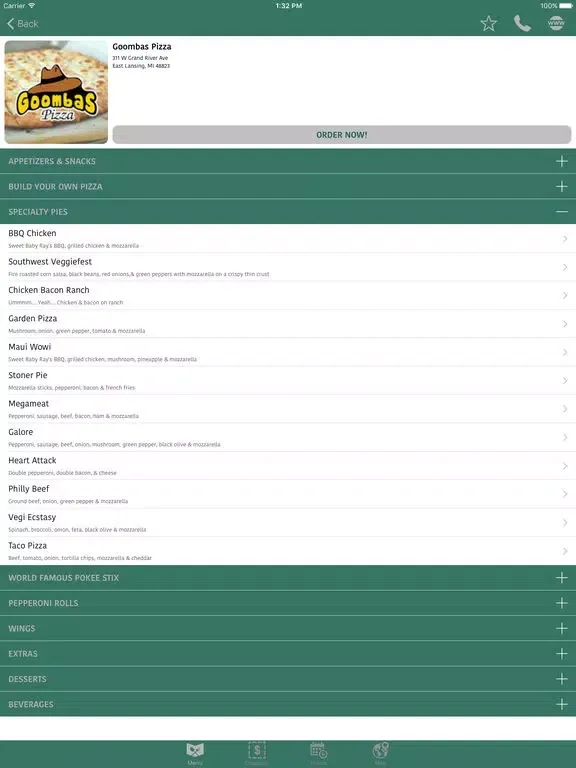 EatLansing iPad  Ekran Görüntüleri