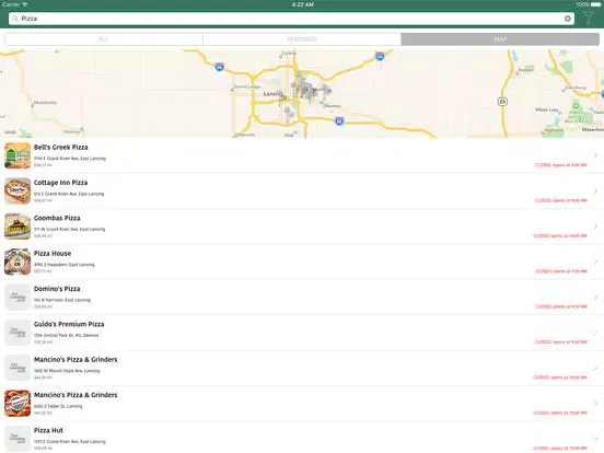 EatLansing iPad  Ekran Görüntüleri