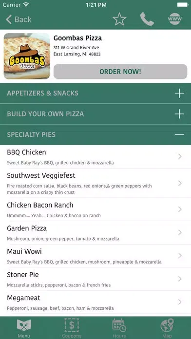 EatLansing Ekran Görüntüleri