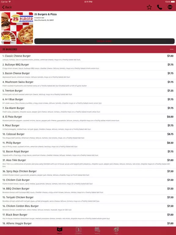 Capturas de tela do ScarletMenus iPad 