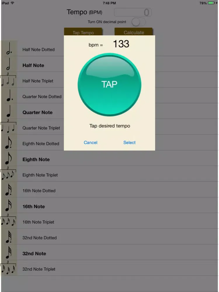 تصاویر Tempo Delay Calc iPad