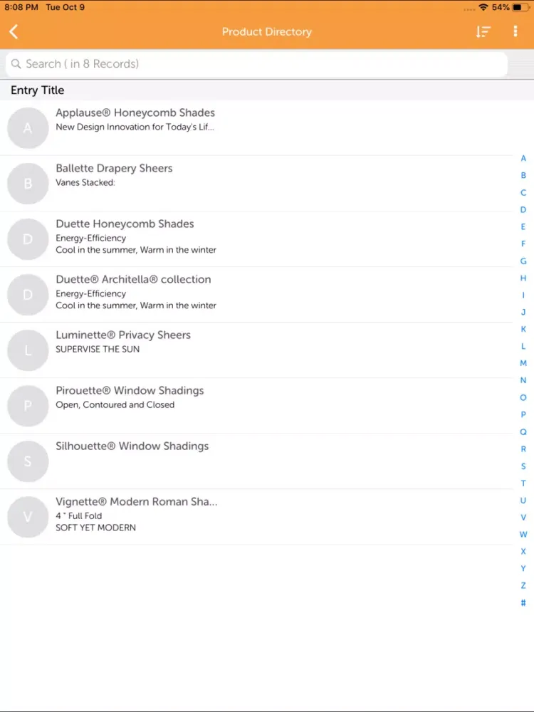 HunterDouglas India iPad  スクリーンショット