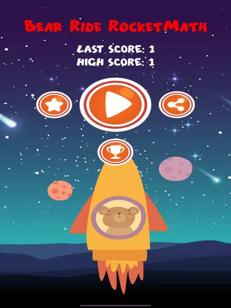 ภาพหน้าจอของ Bear Ride Rocket Math iPad 