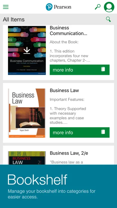 Captures d'écran de eLibrary Access