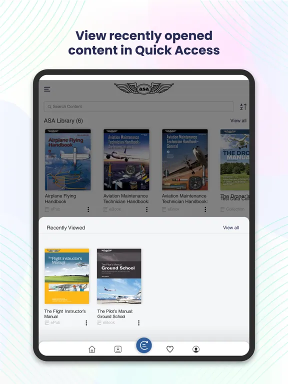 Ảnh chụp màn hình của ASA Library iPad 