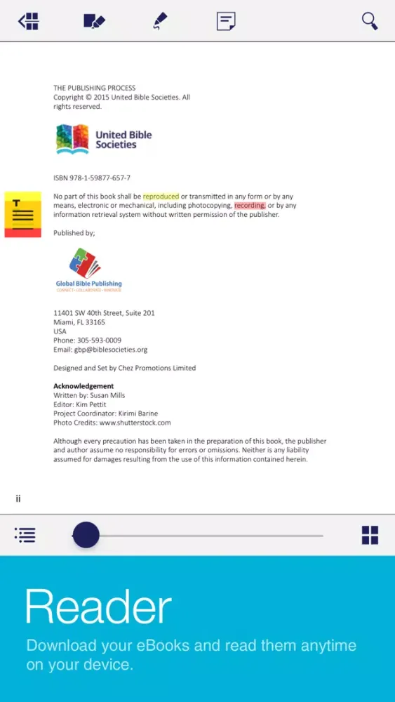 UBS eReader Screenshots
