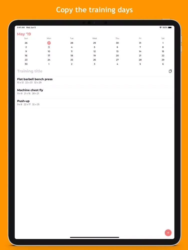 Fitum - gym tracker calendar iPad  Screenshots