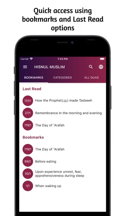 Captures d'écran de Hisnul Muslim / Dua & Dhikr