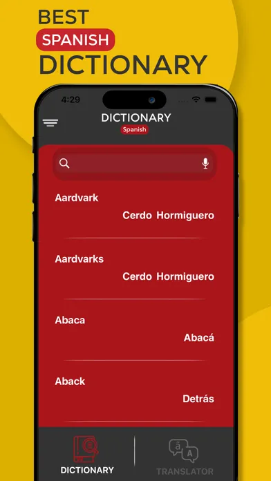 Capturas de tela do Spanish Translator -Dictionary