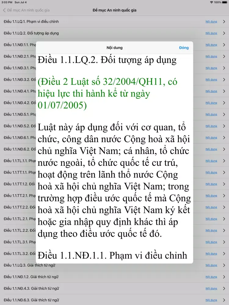 Captures d'écran de Pháp Điển iPad 