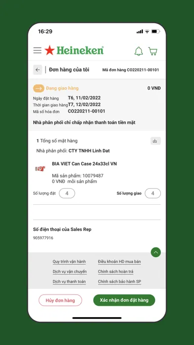 Capturas de tela do HVN Đặt Hàng 2.0