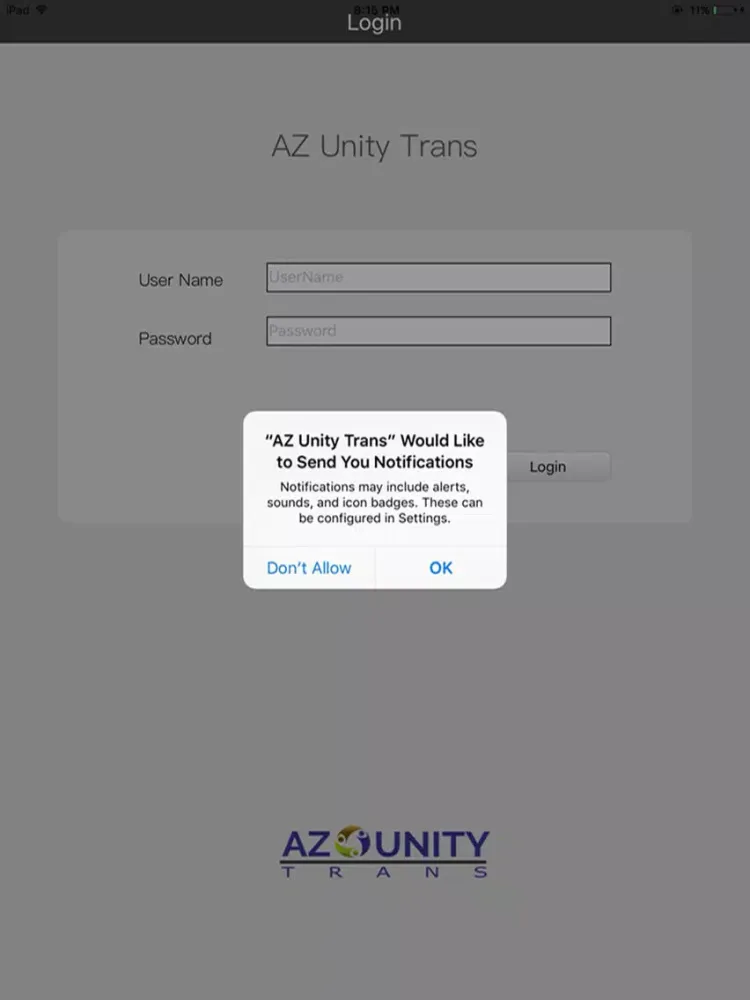 Tangkapan skrin Az Unity Trans iPad 