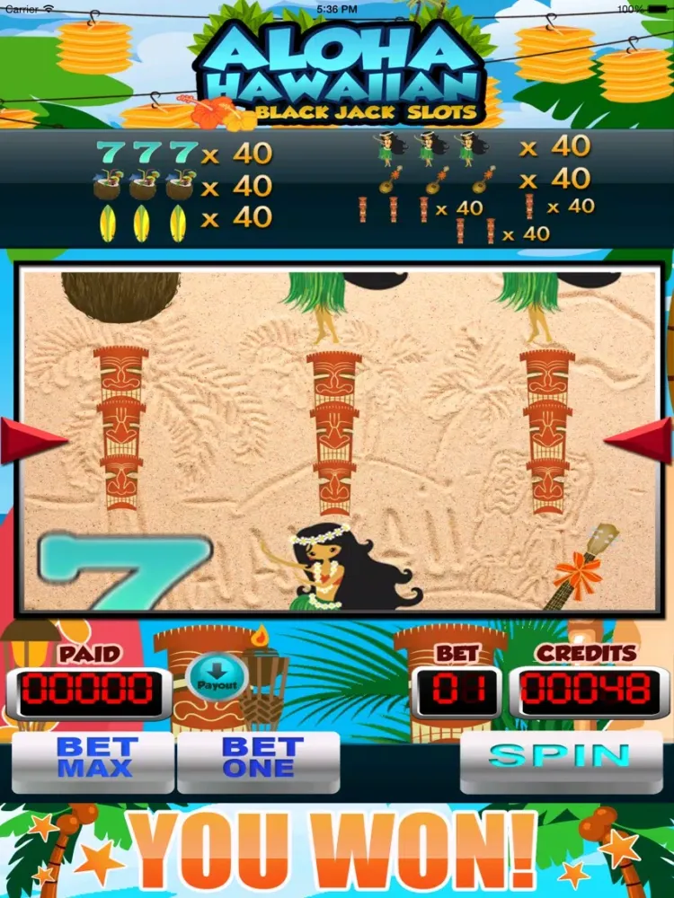 Tangkapan layar Aloha Hawaiian Blackjack Slots Free iPad 