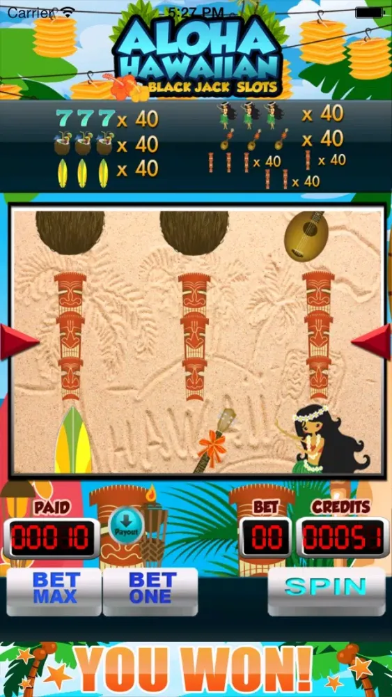 Tangkapan layar Aloha Hawaiian Blackjack Slots Free
