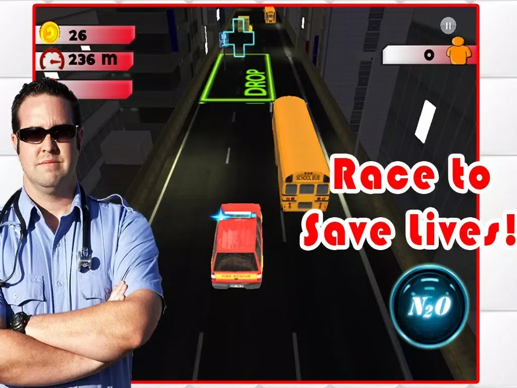 Capturas de tela do 3D Rescue Racer Traffic Rush - Ambulance, Fire Truck Police Car and Emergency Vehicles : FREE GAME iPad 