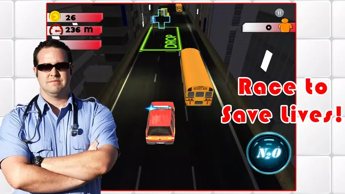 Capturas de tela do 3D Rescue Racer Traffic Rush - Ambulance, Fire Truck Police Car and Emergency Vehicles : FREE GAME