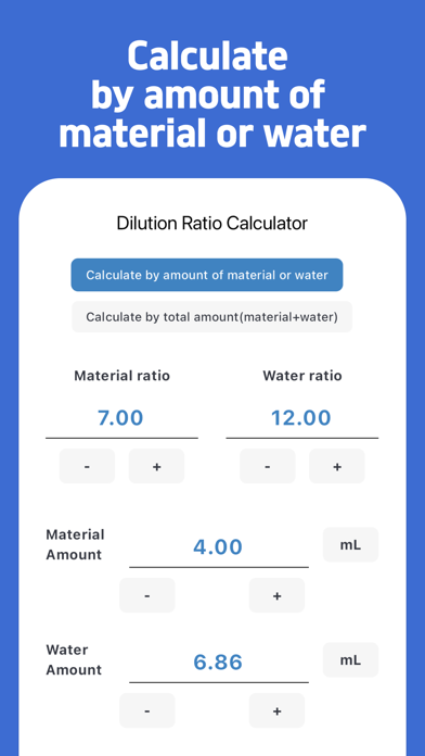 ภาพหน้าจอของ Easy Dilution Ratio Calculator