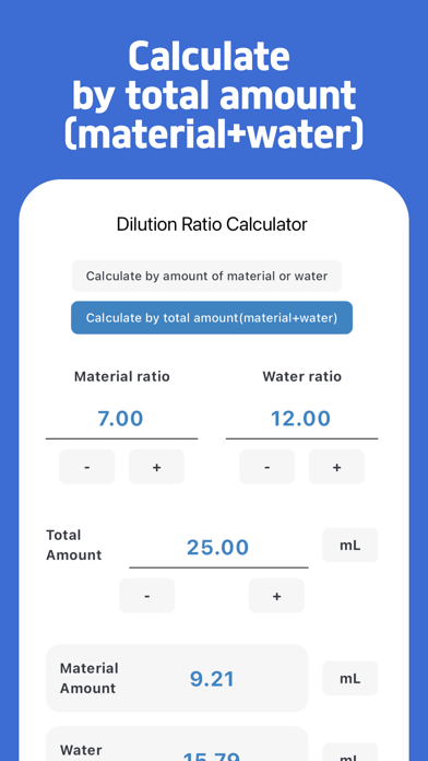 ภาพหน้าจอของ Easy Dilution Ratio Calculator