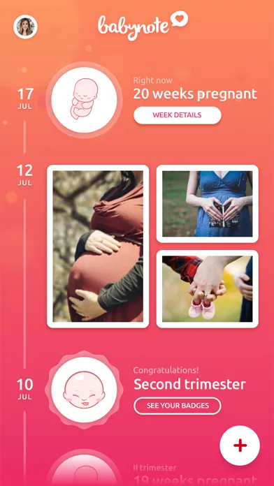 Zrzuty ekranu Babynote - Pregnancy Timeline