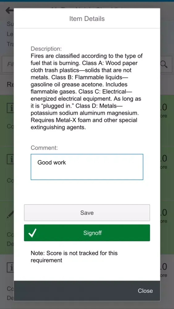 Tangkapan layar OJT Checklist