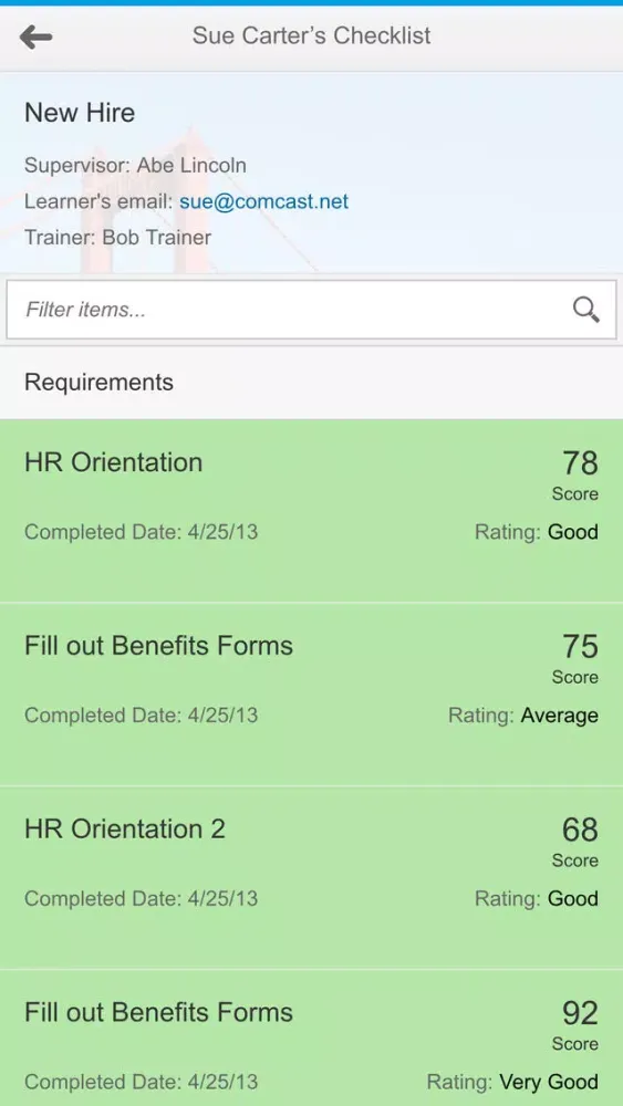 Tangkapan layar OJT Checklist