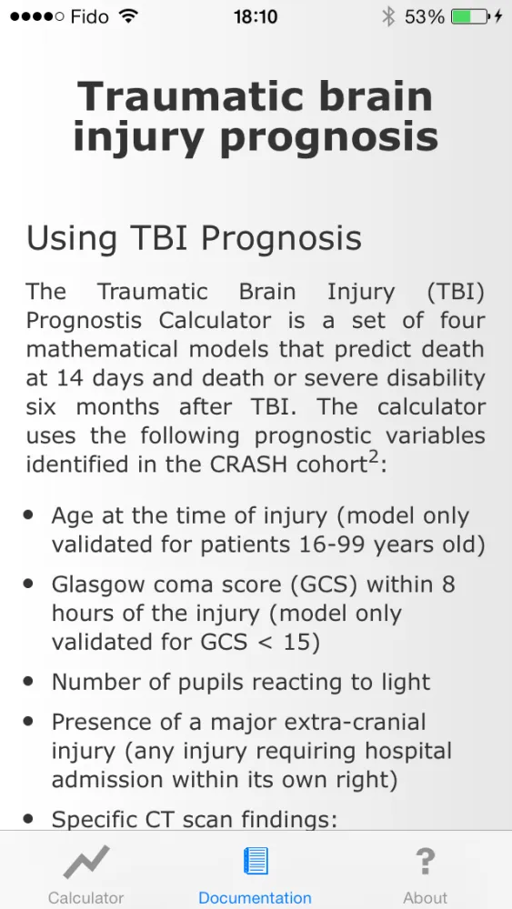 Скриншоты TBI Prognosis