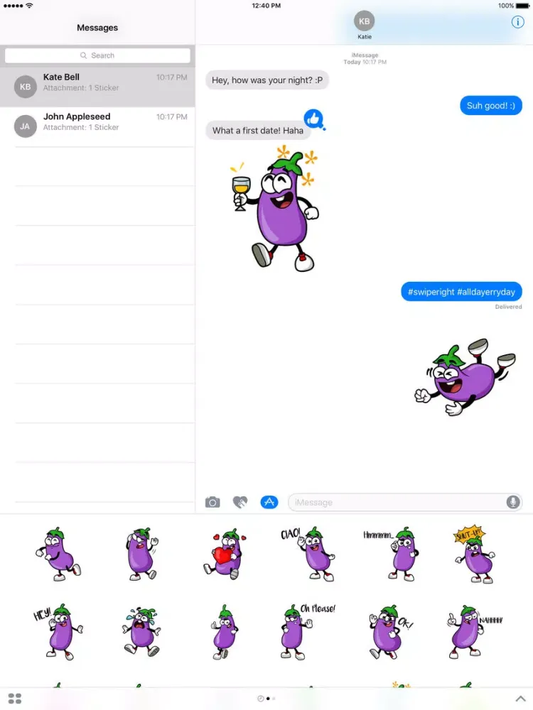 Eggplant Stickers iPad  Screenshots