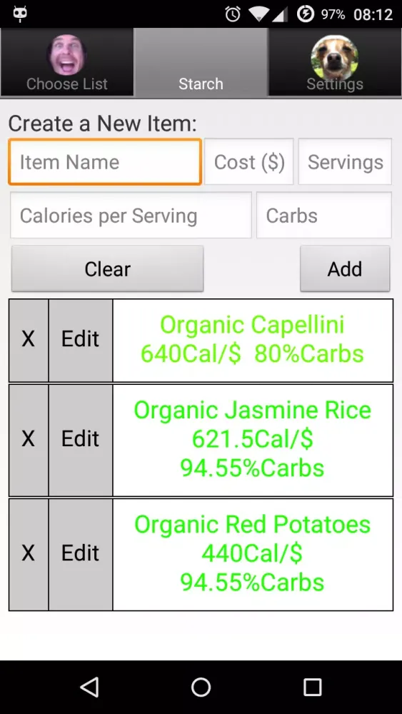 Carb Up! BETA Screenshots